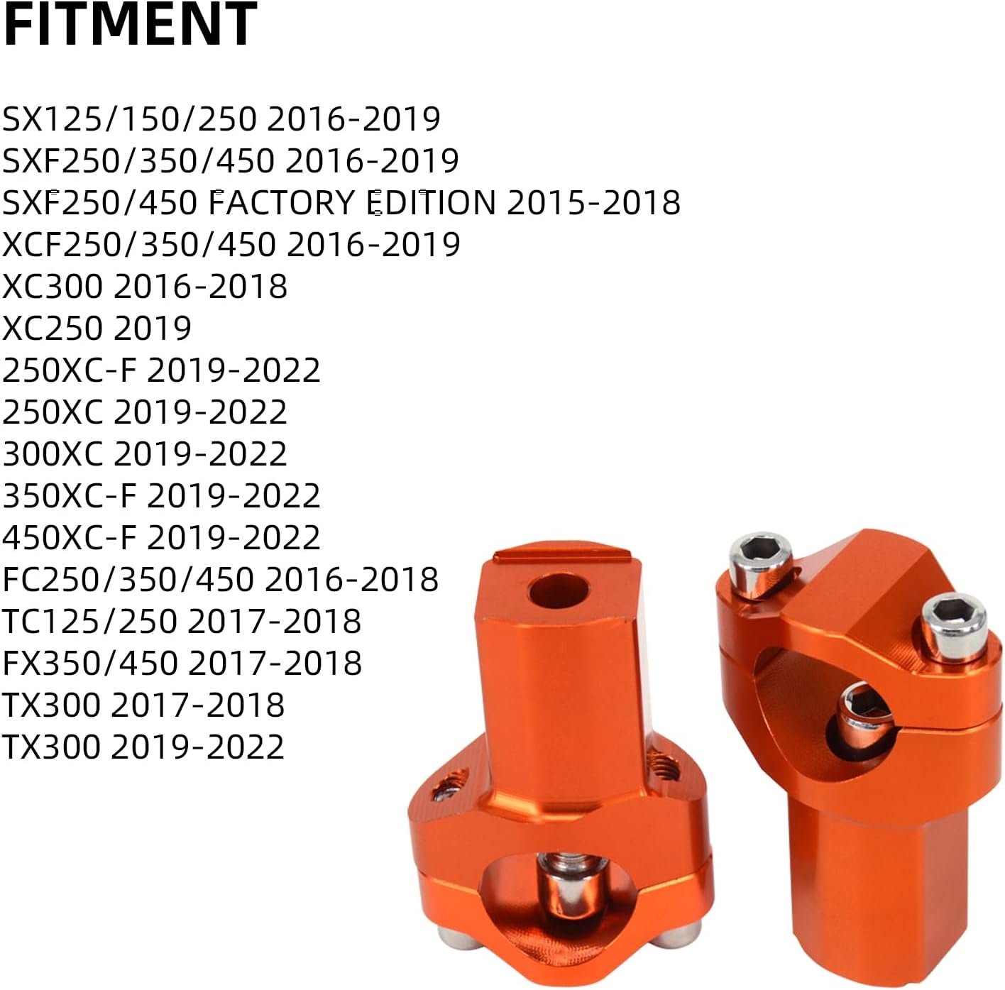 JFG RACING Dirt Bike Handlebar Riser,Motorcycle Handlebar Risers Bar Mounts Clamps CNC for 250XC-F 250XC 300XC 350XC-F 450XC-F 19-22/SX125 SX150 SX250 SXF250 SXF350 SXF450 XCF250 XCF350 16-19 -Orange