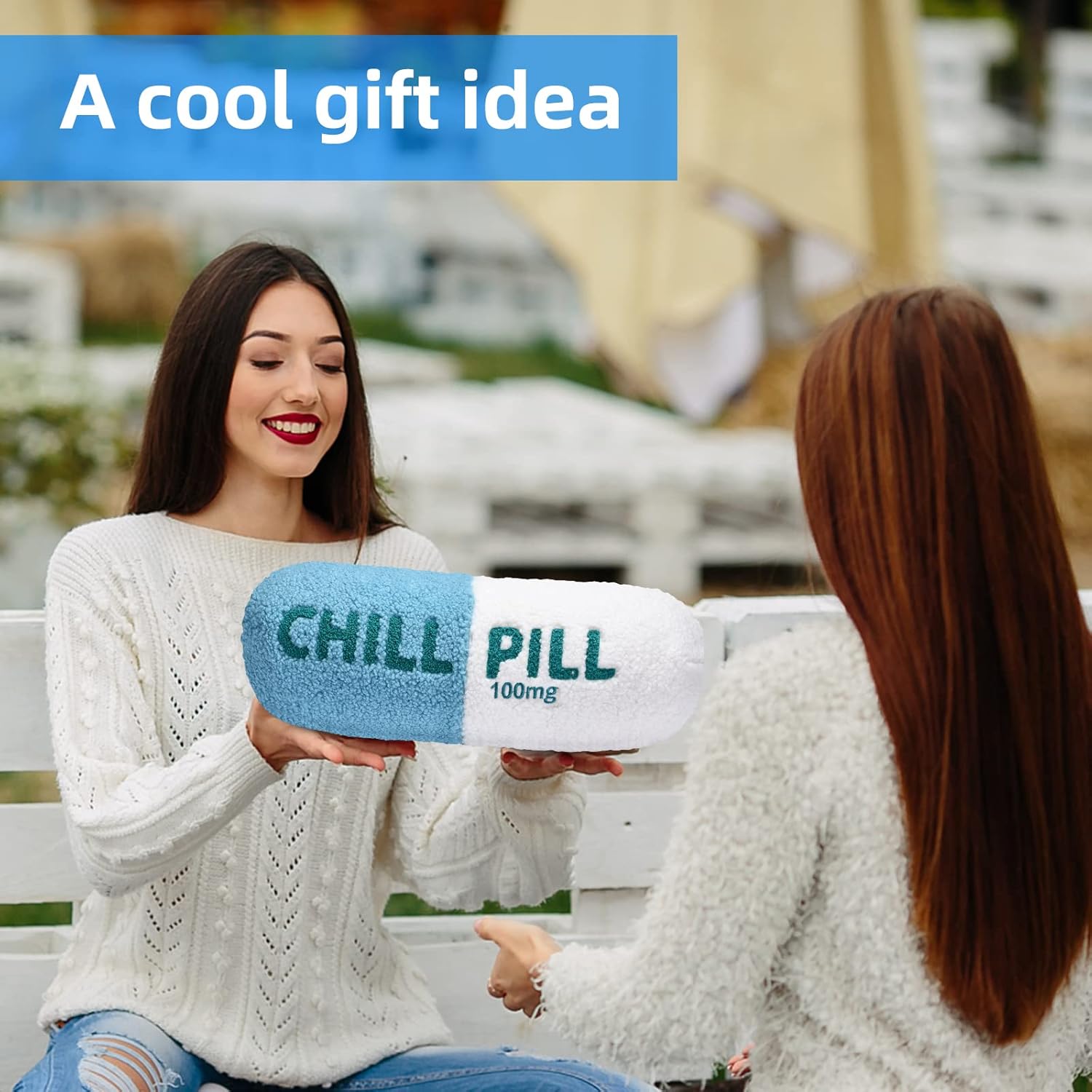 HZ MY Chill Pill Pillow - Chill Pillow for Aesthetic Room Decor, Double-Sided Soft Pill Pillows for Gifts, Comes with Zipper for Easy Cleaning.