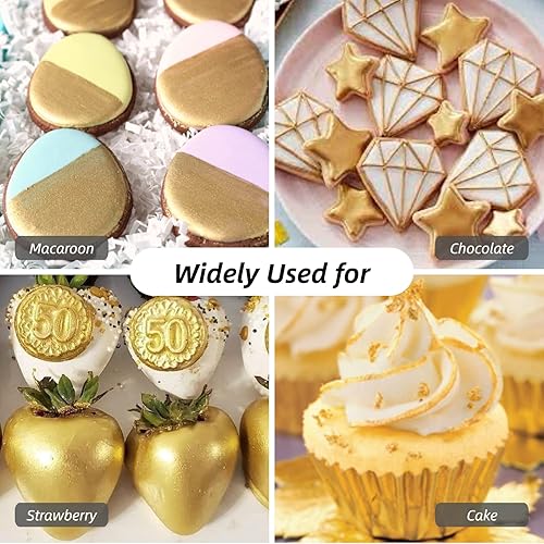 Miniatura 3 de Polvo comestible Gold Luster Dust de brillo comestible - 8g de grado alimenticio, sin sabor, polvo de pintura para pasteles de oro comestible para