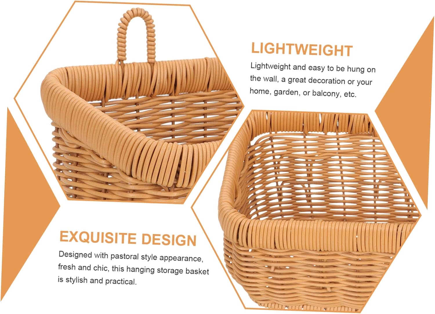 Hanging Storage Basket for Kitchen and Home Imitation Rattan Organizer for Fruits Vegetables and Sundries Lightweight Wall Decoration for Rustic and Farmhouse Style