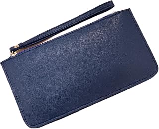 Womens Wallet Large Capacity Ladies Soft Face Long Mobile Phone Clutch Coin Purse RFID Blocking Long Clutch(Navy blue)