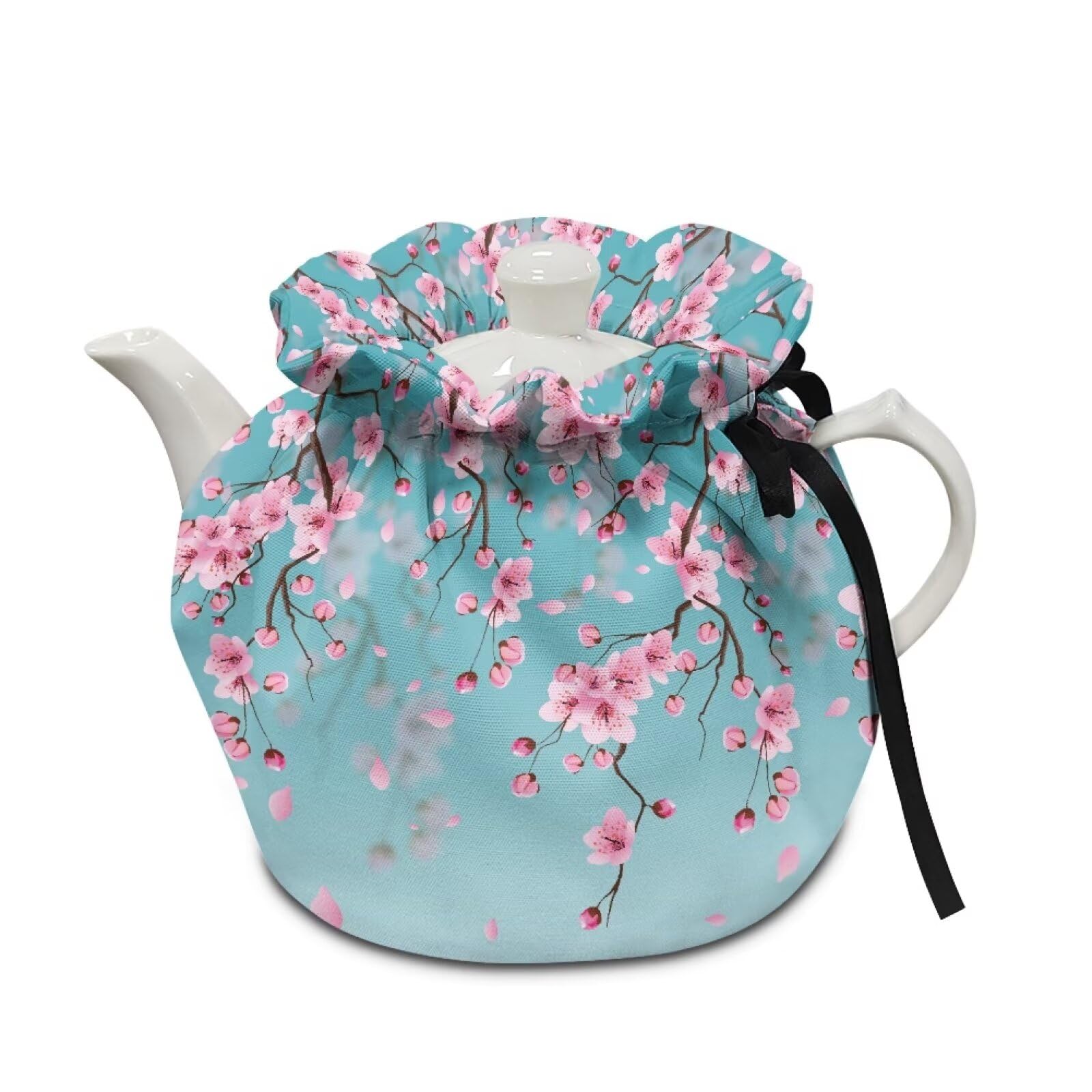 Cozeyat Teapot Cozy Cover Insulated Peach Blossom Printed Tea Pot Dust Cover Large Tea Kettle Cover Warmer Tea Cosy Home Decoration Kitchen Accessories