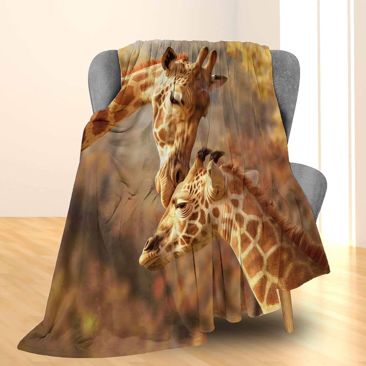 Cute Giraffe Blanket Soft Animal Flannel Throw Blanket for Adults Kids Women Boys Girls - Warm Cozy Lightweight Fuzzy Blankets for Couch, Bed, Travel, Outdoor 50×60 in