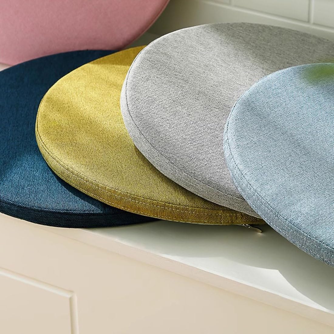 Cuscini Rotondi In Memory Foam In Pelle Nera Per Sgabelli Alti E