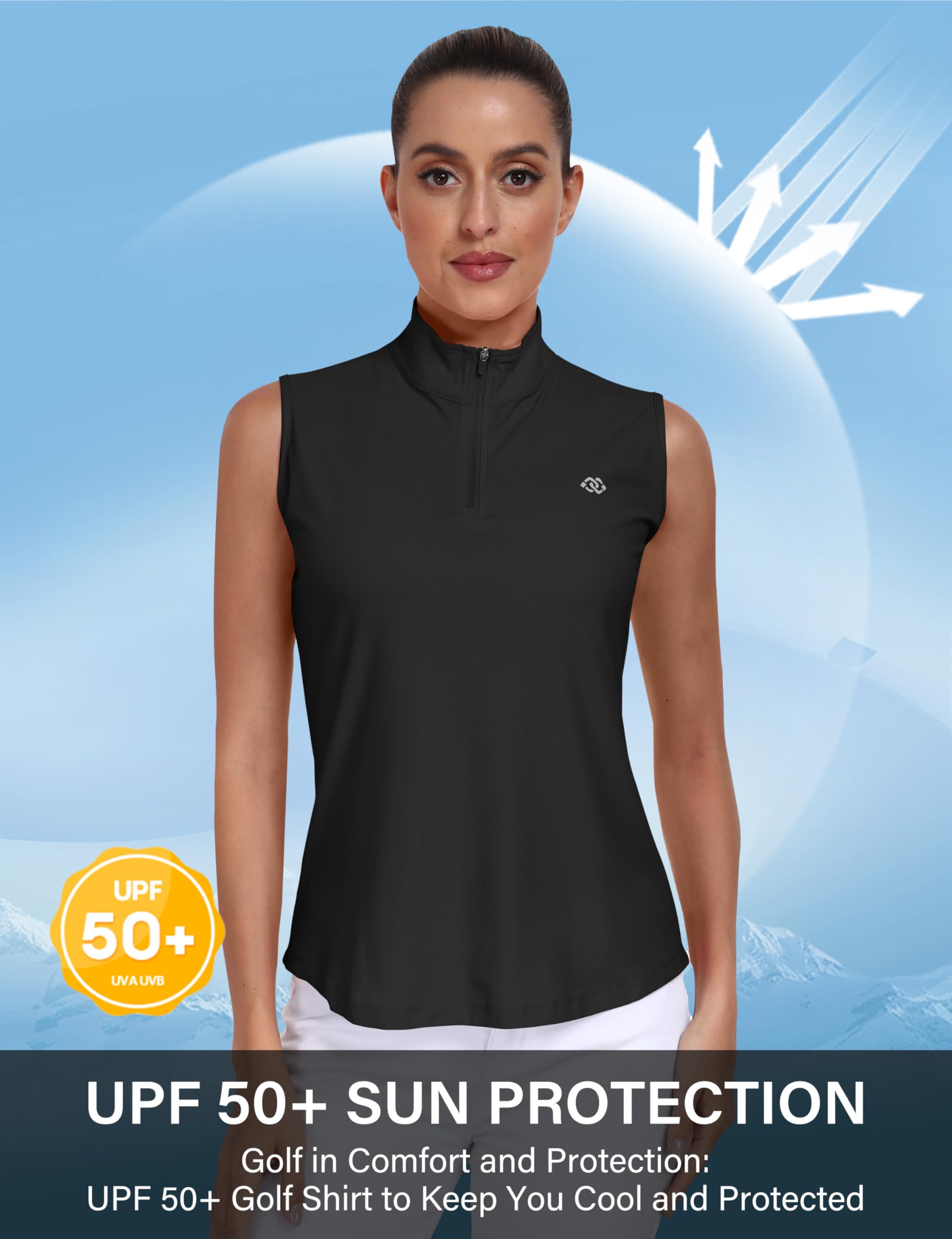 MoFiz Mujer Polo sin Manga Deportes Top sin Mangas Tenis Golf Poloshirt Verano Transpirable Yoga Tops