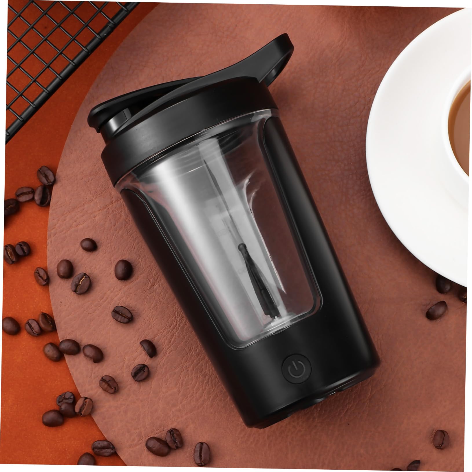 Shaker per Proteine Elettrico Nero 450ml, Miscelazione Automatica | Copolyester, Pp e Abs, Ricaricabile 500mah, Ipx5, per Bevande e Frullati Proteici