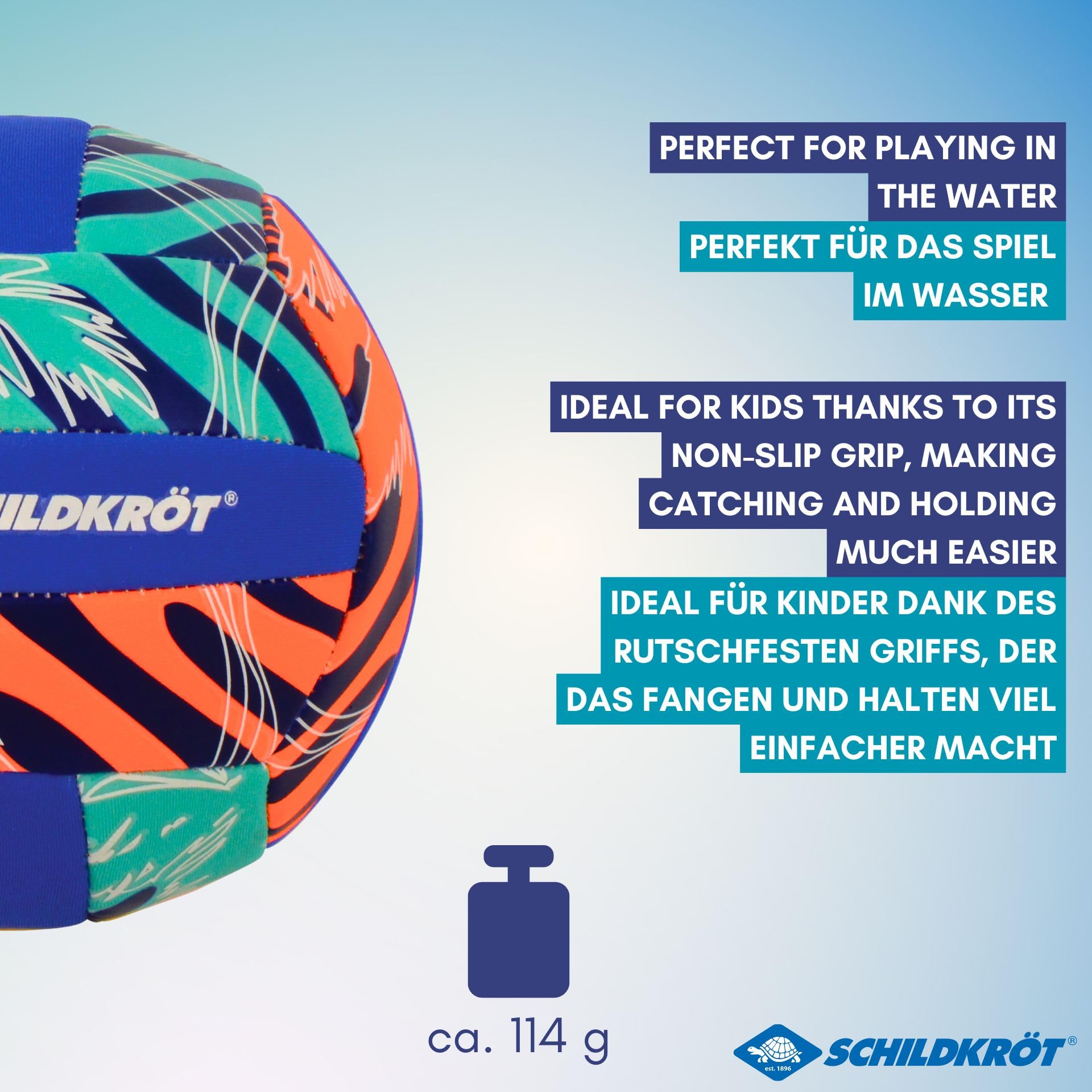 Schildkröt Mini Palla da Beach Volley in Neoprene, Taglia 2, Ø 15 cm, Superficie Antiscivolo, Resistente all'Aqua Salata, Ideale per Bambini Piccoli