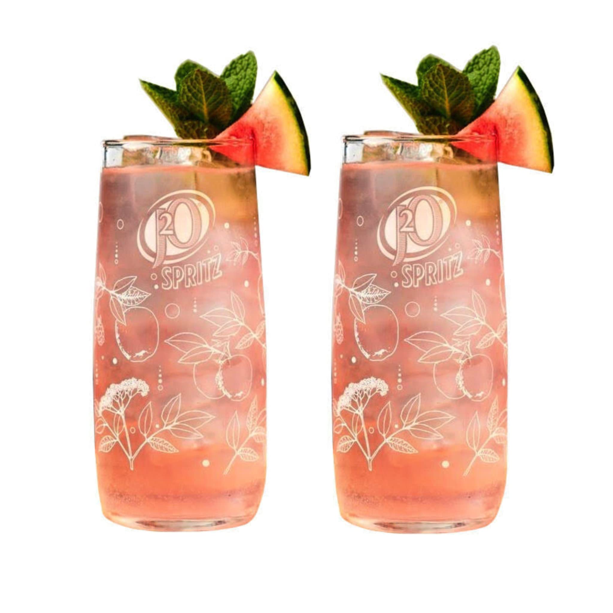 GarageBarJ2O Glass | J2O Blends J20 Spritz | Official Merchandise | Comes with 2X Coasters (2, J2O Spritz Tall - 43cl)