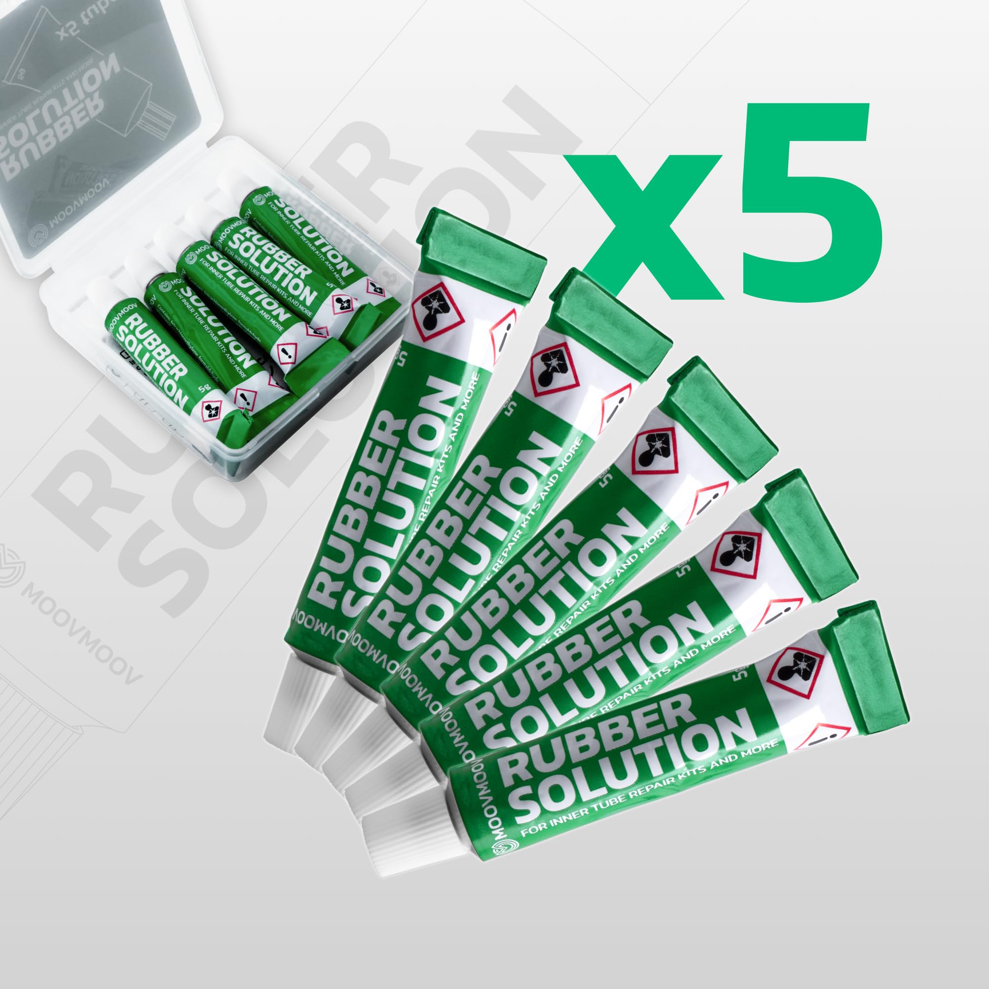 Colla per Toppe Camere d'Aria (x5) - Adesione Rapida e Duratura - 5g Vulcanizzante - Per Riparazione di Camere d'Aria di Biciclette, Auto, Tagliaerba - MOOVMOOV
