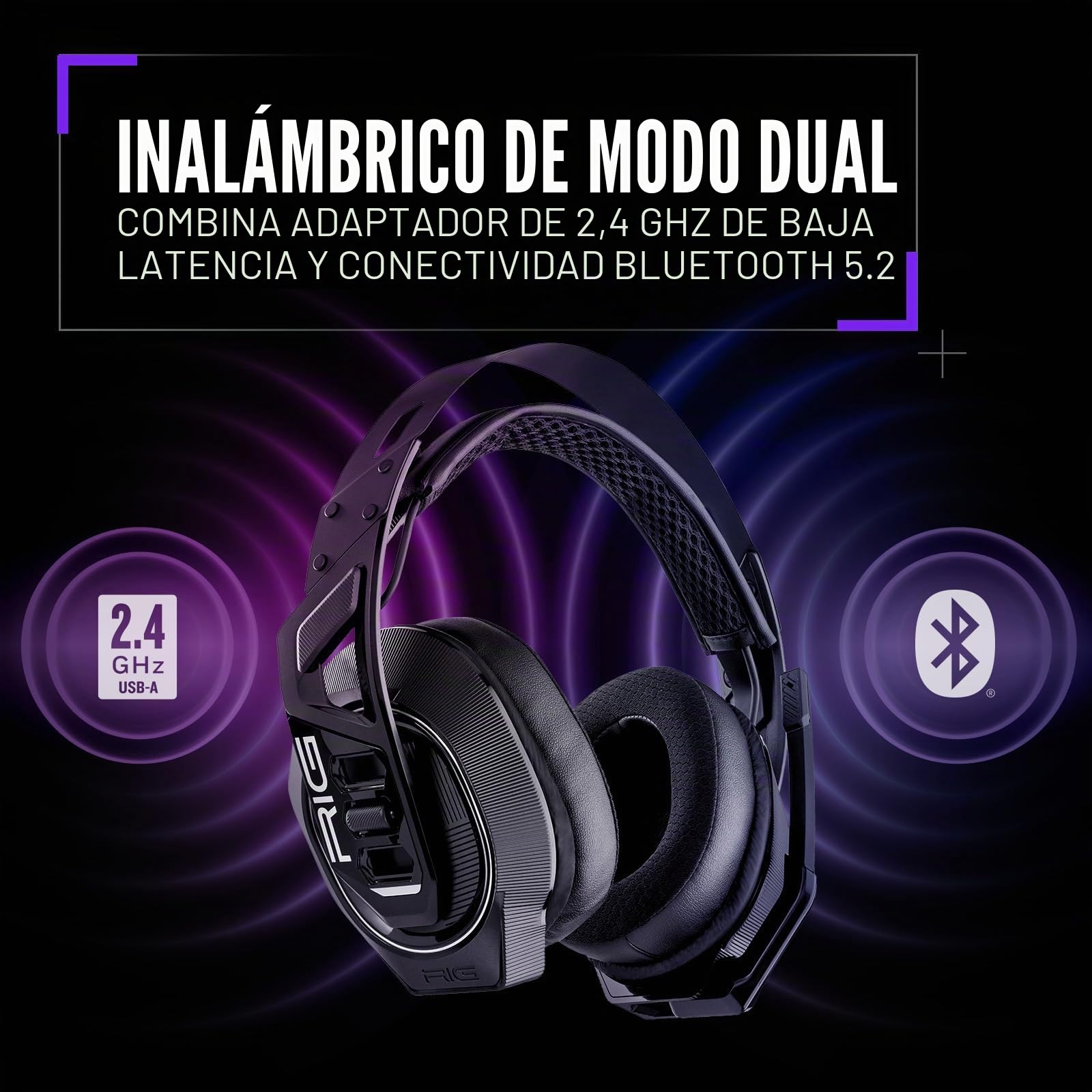 RIG 900 MAX Auriculares inalámbricos para Juegos con Bluetooth para Xbox, PlayStation, Nintendo Switch y PC; Base de Carga; hasta 60 Horas de duración de la batería; Dolby Atmos Audio 3D, 10-1647-01
