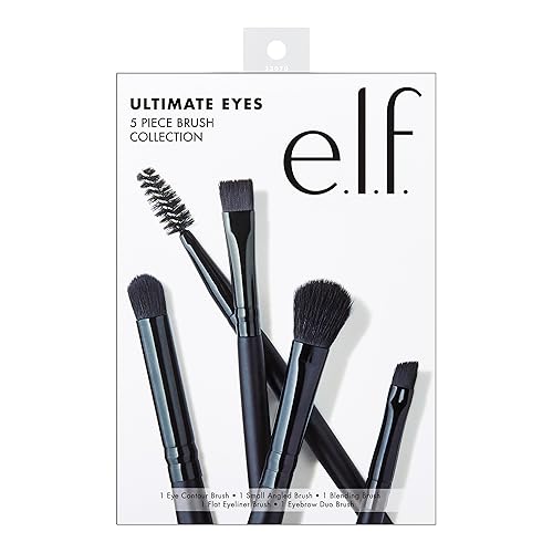 e.l.f. Ultimate Eyes - Colección de pinceles de 5 piezas, brochas de maquillaje para delineador, sombra de ojos, cejas y más, veganos y libres de