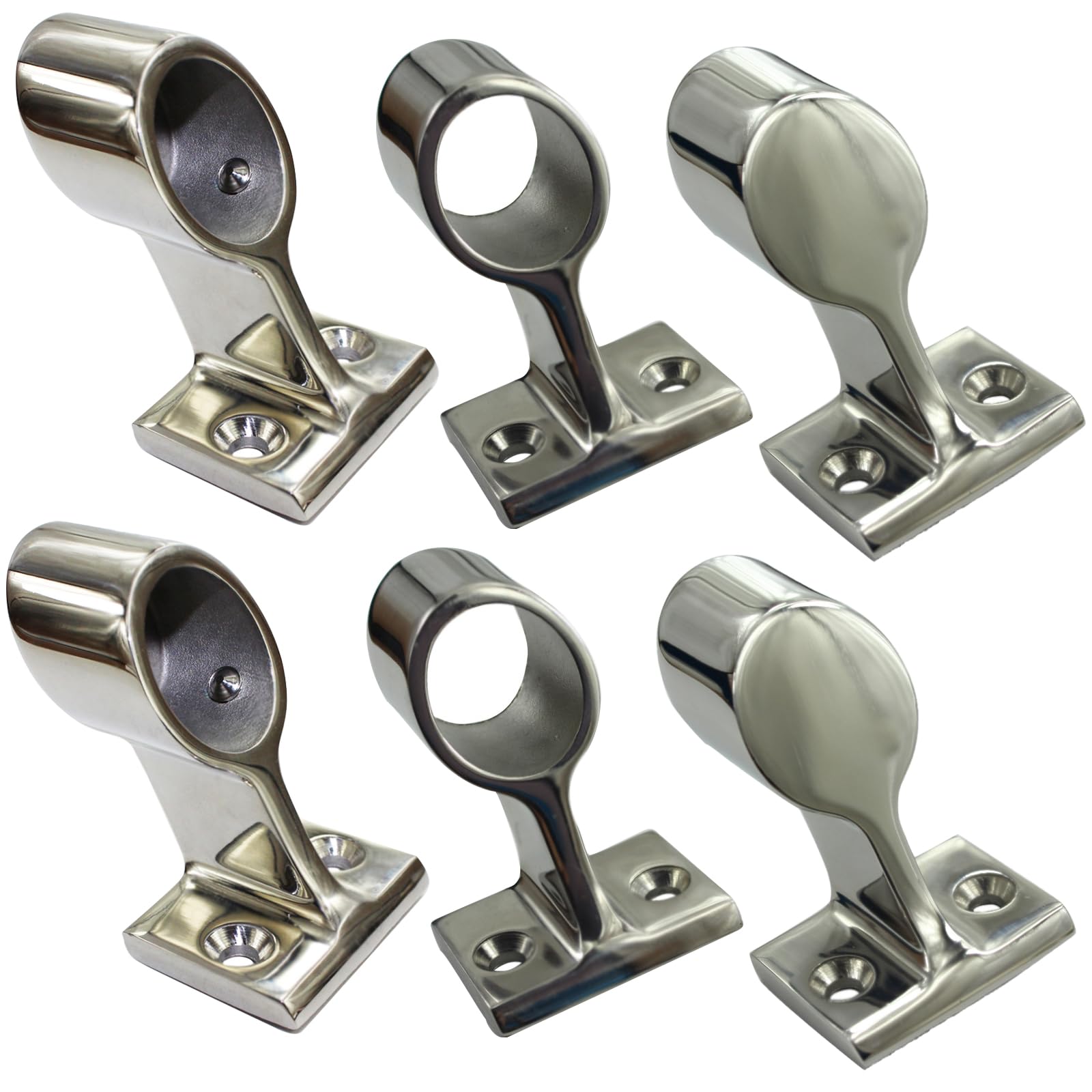 SWTHM 6PCS Marine Boat Stanchion Hand Rail, 316 Stainless Steel Boat Hand Rail Fitting Marine Hand Rail Front Stanchion Hand Rail Tube Stanchion for 1” Tube