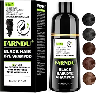 Black Hair Dye Shampoo for Women & Men, Gray Hair Coverage Herbal Natural 3 in 1 Hair Color Shampoo, Champu para canas