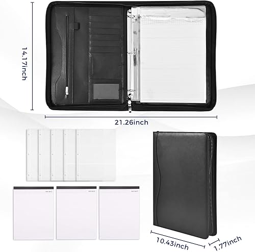 Miniatura 10 de Padfolio - Carpeta organizadora con cremallera, para mujeres y hombres, con funda para documentos, portapapeles tamaño carta A4, tarjeteros