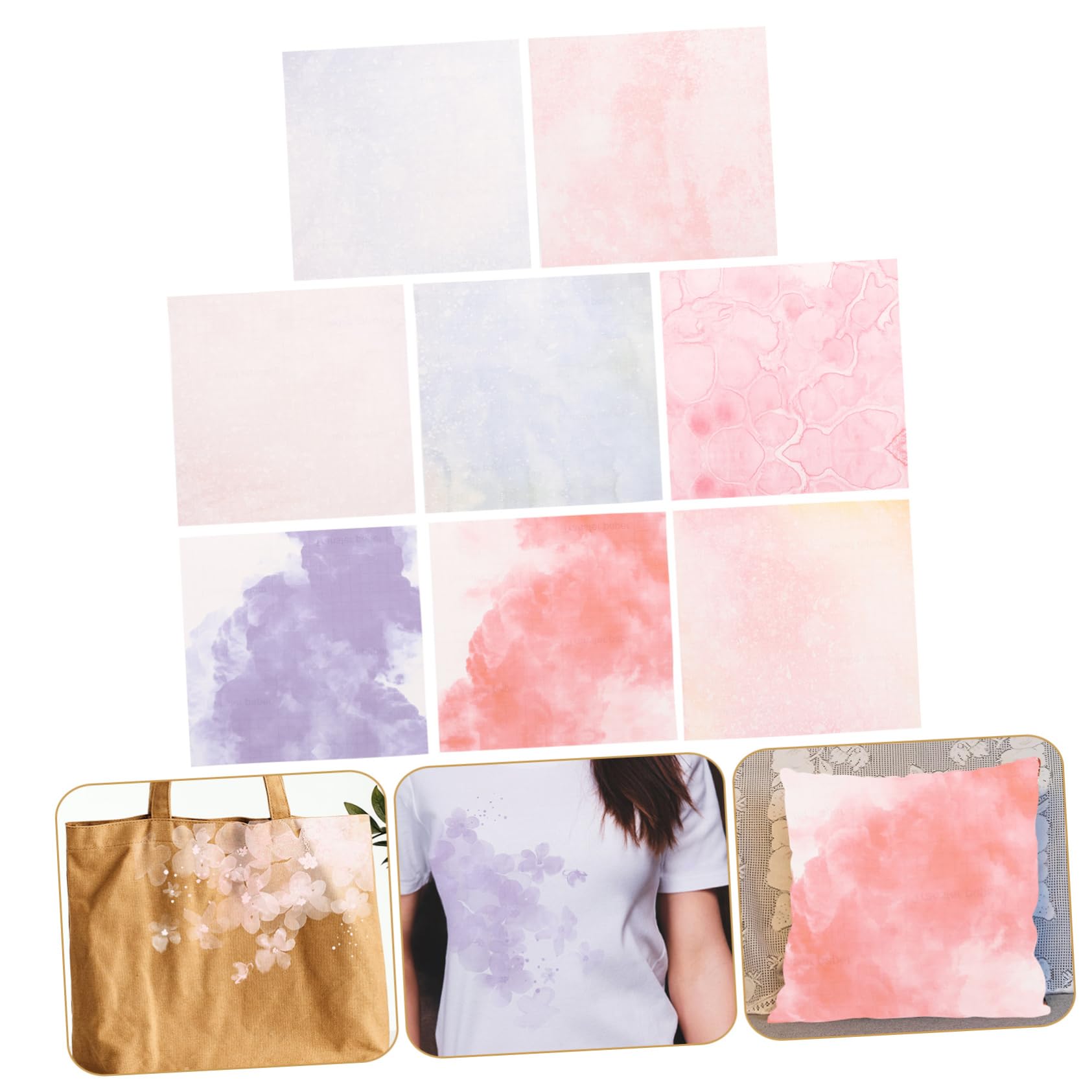 Feuilles de Transfert à Chaud 8pcs Film Thermocollant pour Vêtements et Décoration Aquarelle Pet Couleur Aléatoire