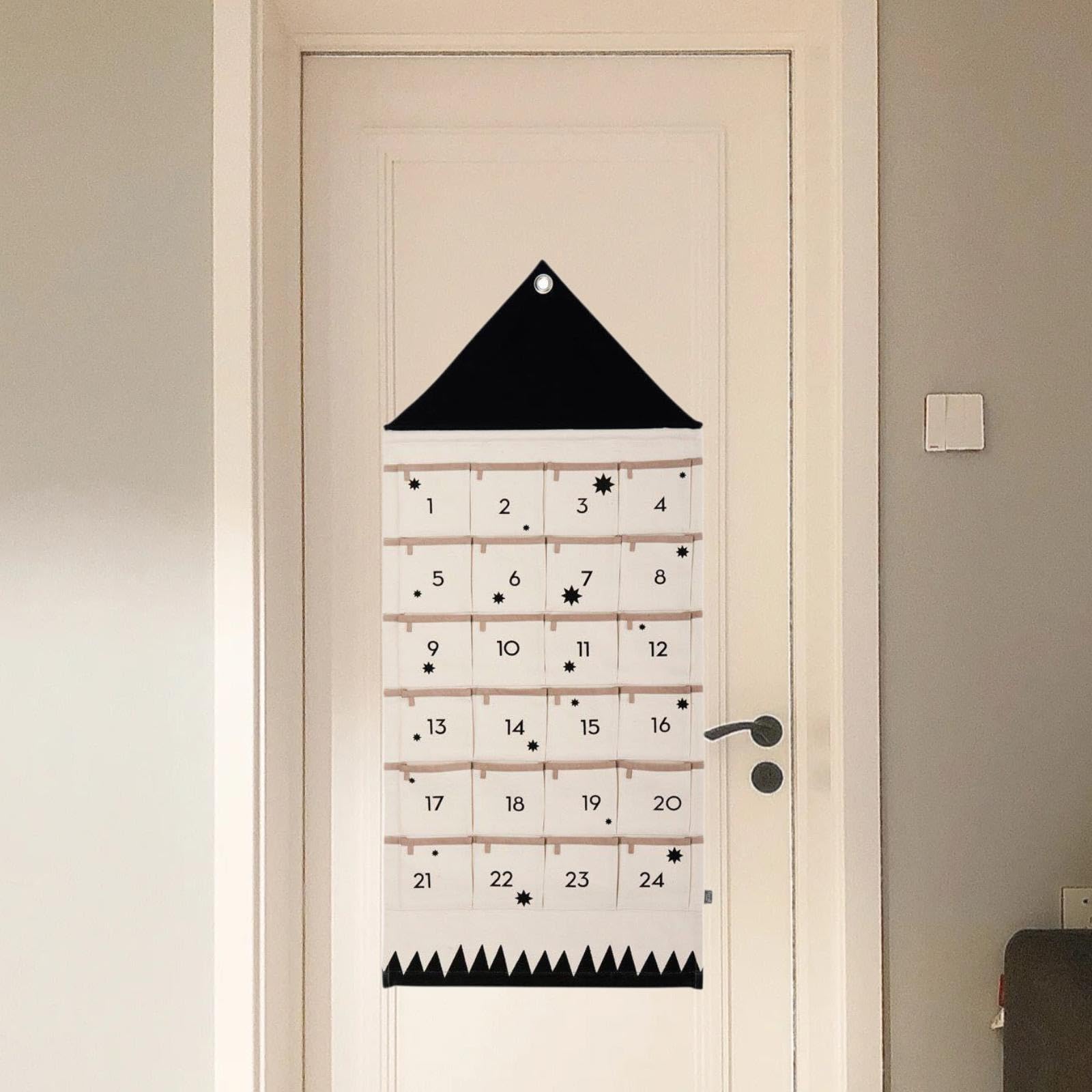 Qianly Adventskalender mit Taschen, 24 Tage Organizer für Wohnheim, Wohnzimmer