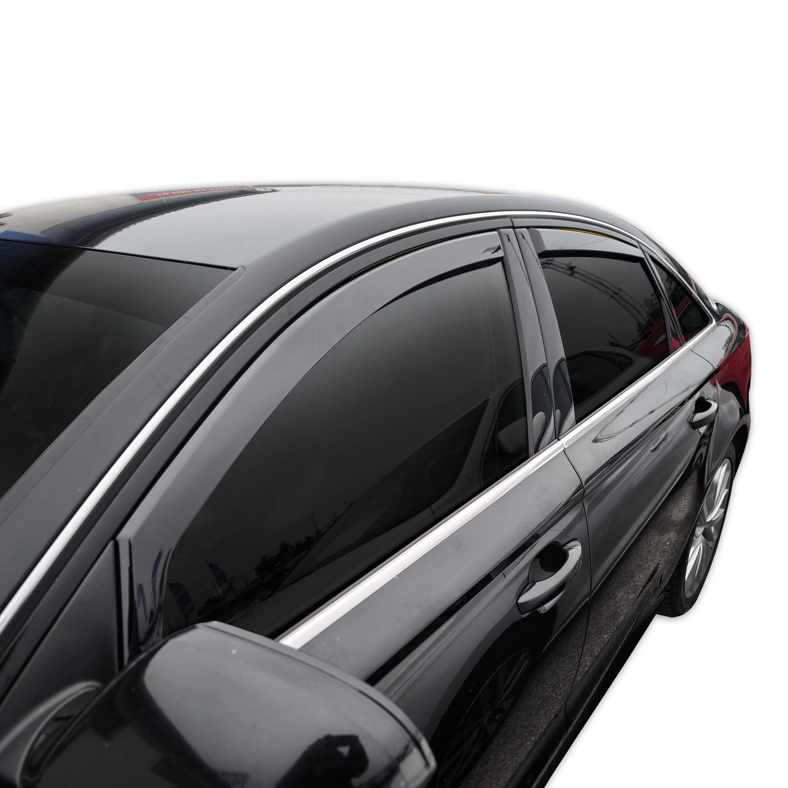 J&J AUTOMOTIVE GP Windabweiser passend für Audi A6 C7 Limousine 2011-2018 4tlg, Vorne und Hinten Regenabweiser Passform Getönt Schwarz