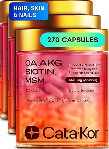 Suplemento para piel, cabello y uñas con Ca AKG  MSM  Ácido hialurónico  Biotina  Vitamina C y vitamina D3 K2  Apoya la piel radiante, promueve el