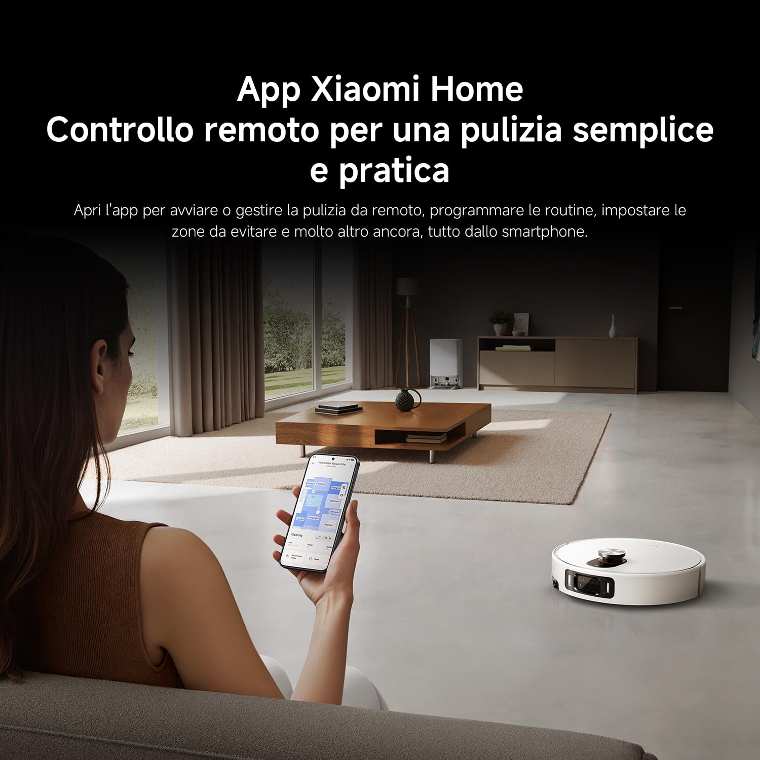 XIAOMI Robot Vacuum 5 Pro, Aspirazione potente da 20000Pa, evitamento ostacoli con AI, riconoscimento intelligente dello sporco, navigazione laser intelligente dToF con sollevamento automatico