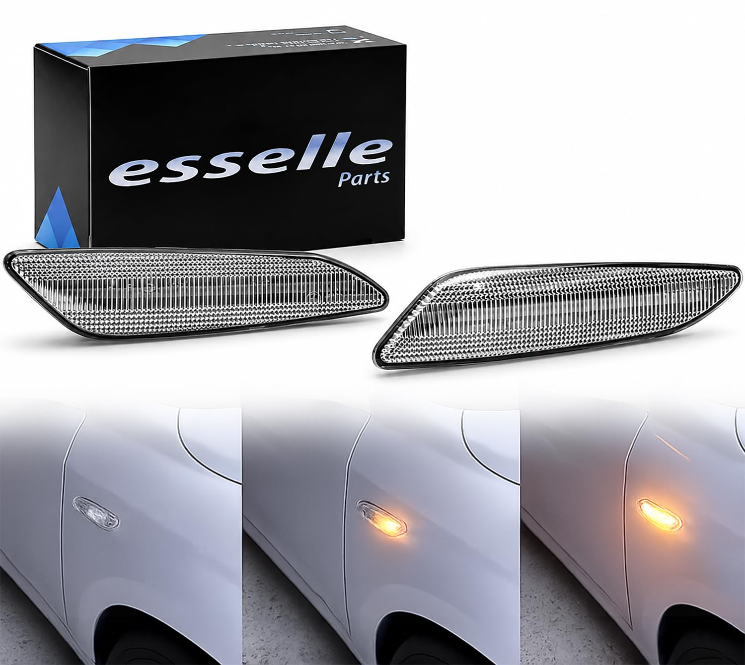 Coppia Frecce Laterali Trasparenti Progressive Dinamiche a LED per Alfa Romeo 147 Restyling, Alfa 156 , Fiat Tipo MK2, Lancia Delta MK3, Ypsilon MK2 312, Plug and Play Canbus Nessun Errore