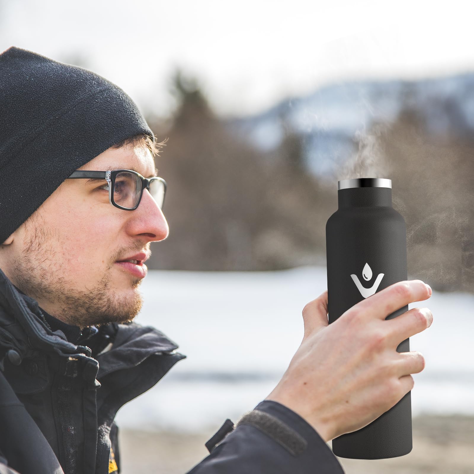 JAPORIA Borraccia Termica 750ml, Bottiglia con Cannuccia, senza BPA, Riutilizzabile, a Prova di Perdite, per Viaggio, Campeggio, Scuola, Gimnasio