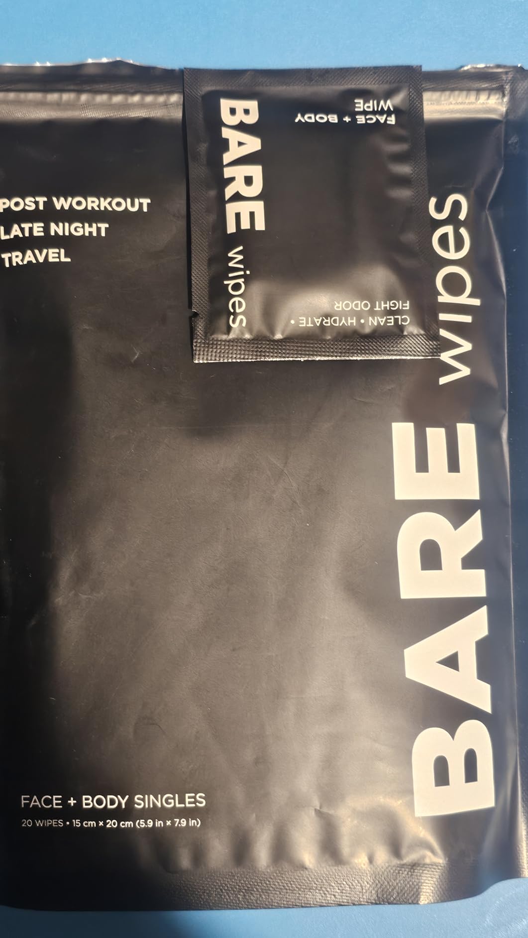 BARE Wipes 3 Pack, 60 Wipes - Portable Face and Body Wipes - Post Workout, Travel, Late Night, Pre Meeting - Powered By Tea Tree, Chamomile, Vitamin E, Aloe