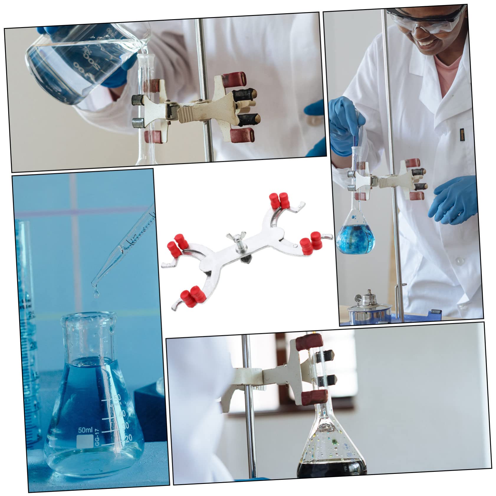MAGICLULU 5 Pezzi Clip per Titolazione Alluminio per Laboratorio Accessorio per Tavolo Titolazione Resistente e Sicuro per Esperimenti Scientifici e Scolastici