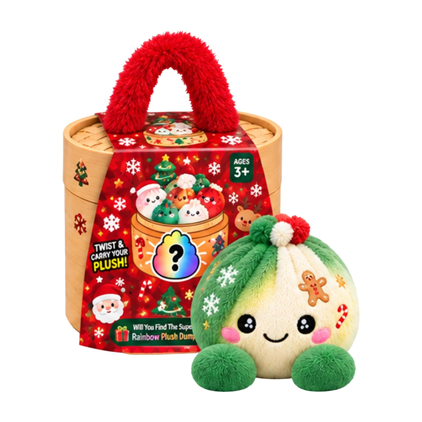 Christmas Plush Dumpling Pillow, Mystery Dumpling Plush Doll in Box A18 C