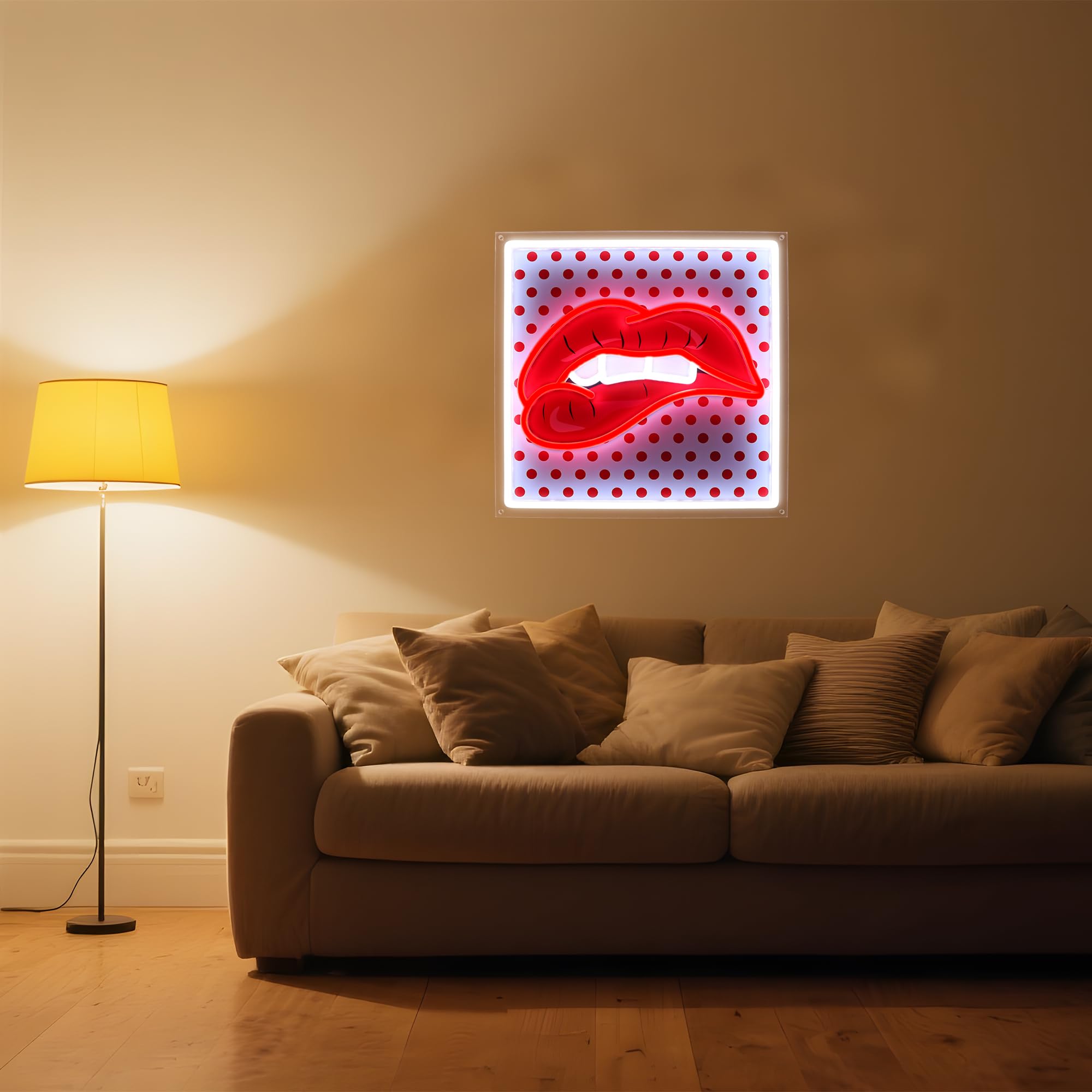 Segno al Neon Labbra Rosse, Luce LED con Stampa UV Regolabile, Luci al Neon Cool e Sexy per Camera da Letto, Decorazione da Parete LED per Bar, Festa, Regali alla Moda per Ragazze