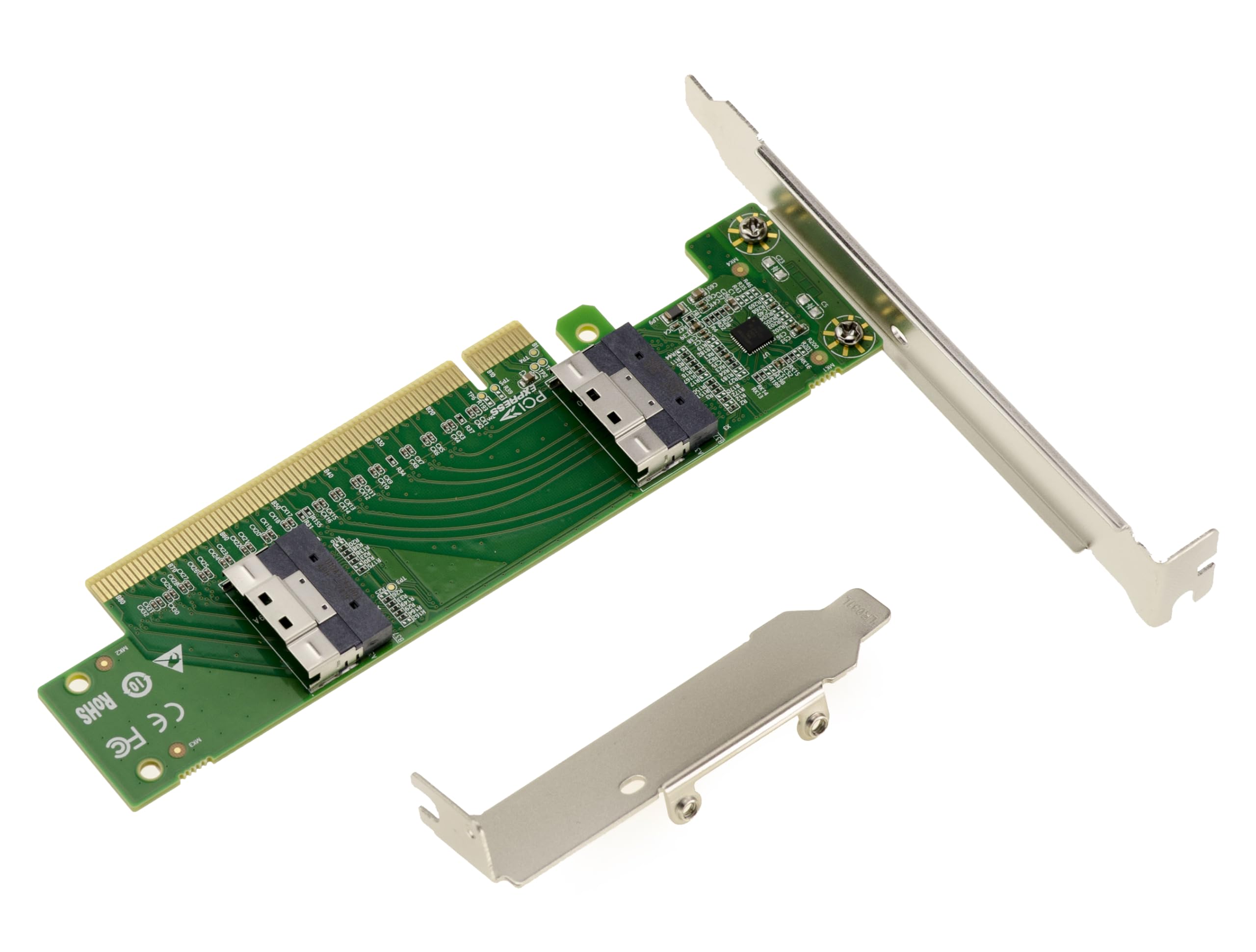 KALEA-INFORMATIQUE Adaptateur PCIe Gen4 2 Ports SFF-8654 | Adaptateur PCIe Gen4 vers double SlimSAS SFF8654