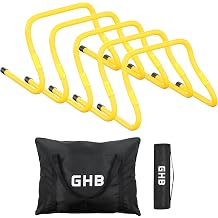 <span>GHB Agility Hurdles 5/6 Pack Foldable Speed Agility Training Hurdles Adjustable Sturdy Hurdles Training Equipment Set with Carry Bag for Amateur, Athletes, Soccer, Basketball</span>