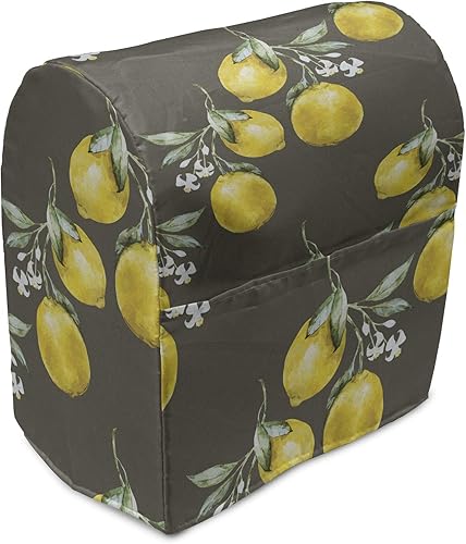 Ambesonne Funda floral para batidora, ramas de limón con pétalos de crecimiento, esencia de naturaleza, funda organizadora de electrodomésticos de