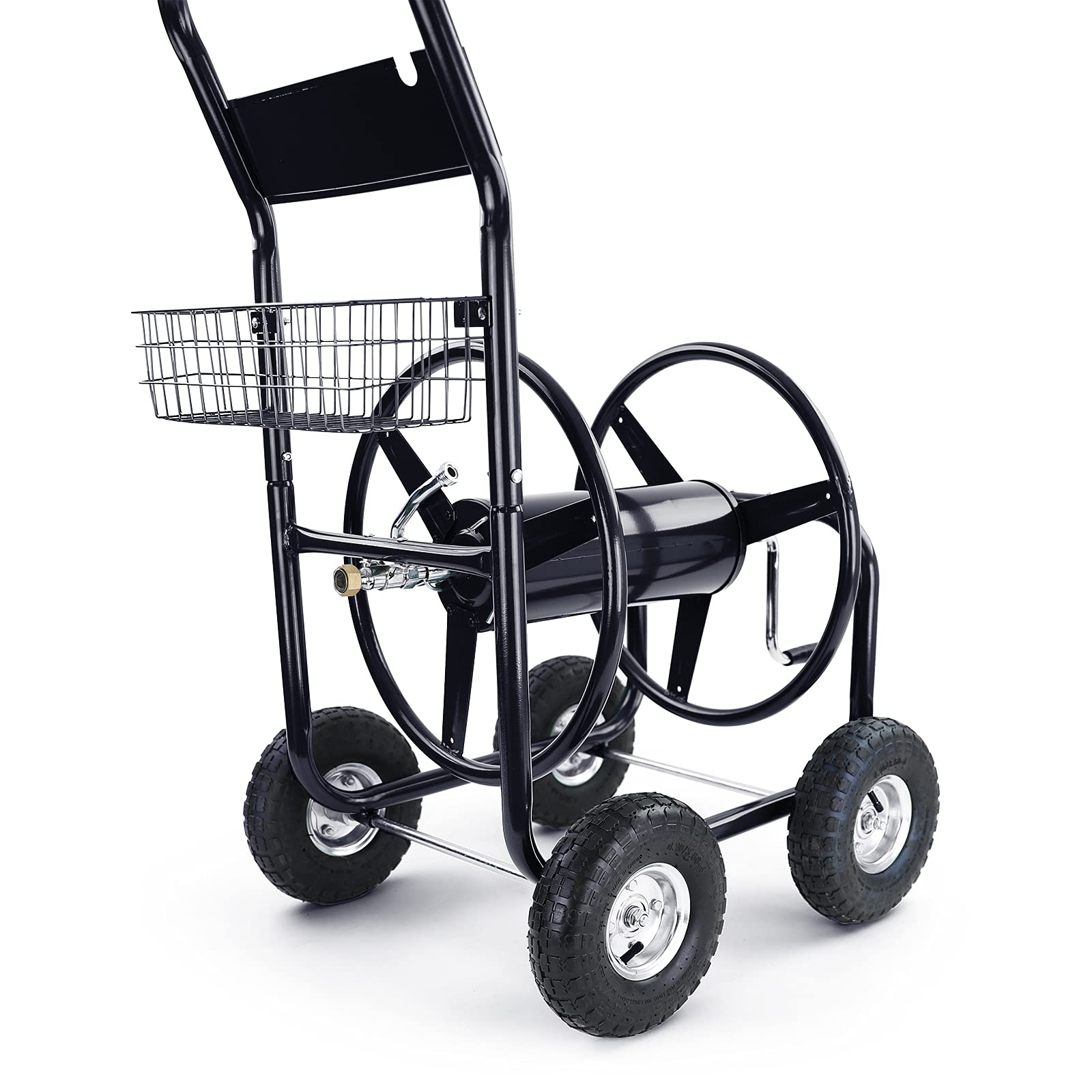 Schlauchwagen Schlauch Handwagen mit Handkurbel Schwarz bis 106m Gartenschlauch