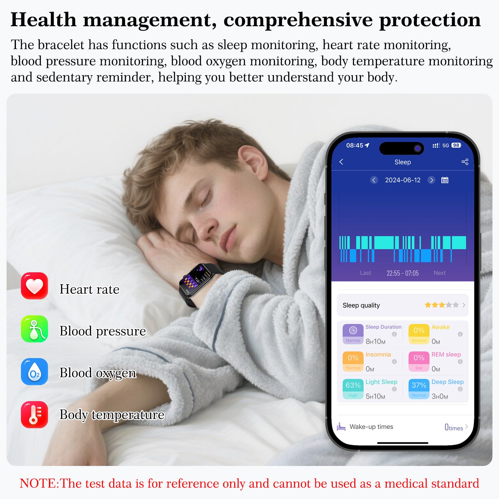 Marsyu Montre Connectée 1,57" Bracelet Intelligent Sportif Fitness Tracker
