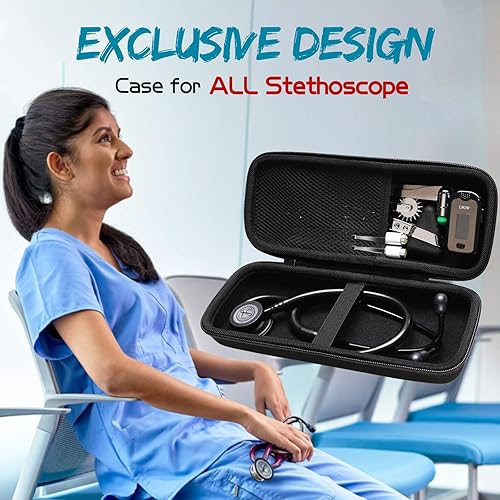 Miniatura 7 de LTGEM - Estuche para estetoscopio y accesorios de acero inoxidable para enfermería y equipo médico 3M Littmann Cardiology III, II, IV,3M Littmann