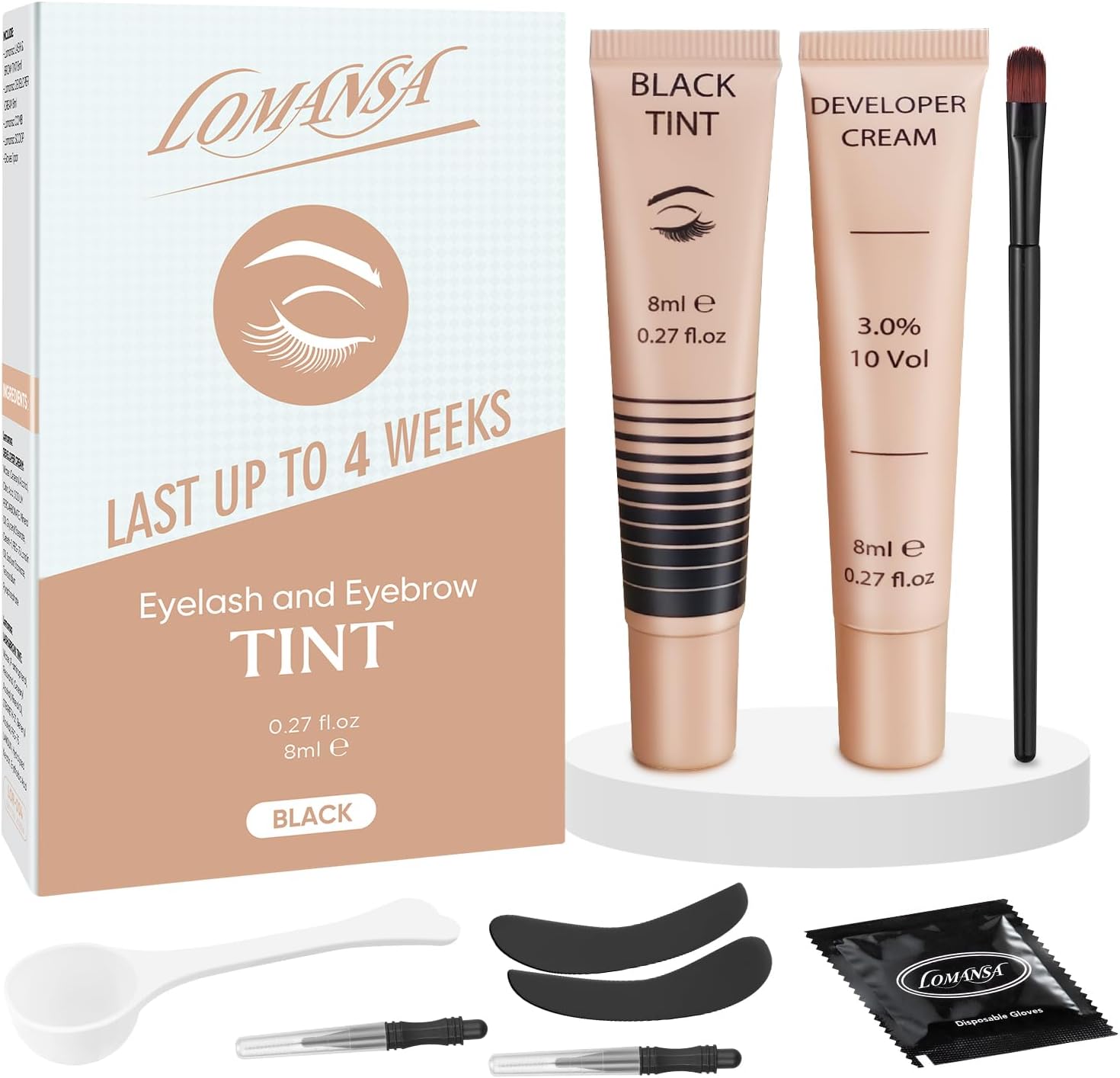 Lash Tint Kit Instant Black Eyelash Dye and Brow Tint 8ml Easy to Use with Natural Results for Beginner Salon Beauty