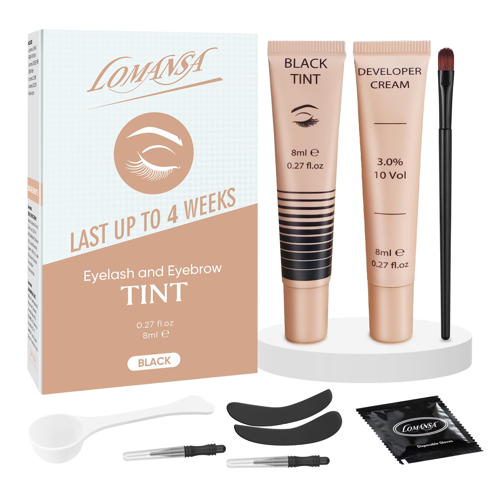 Lash Tint Kit Instant Black Eyelash Dye and Brow Tint 8ml Easy to Use with Natural Results for Beginner Salon Beauty