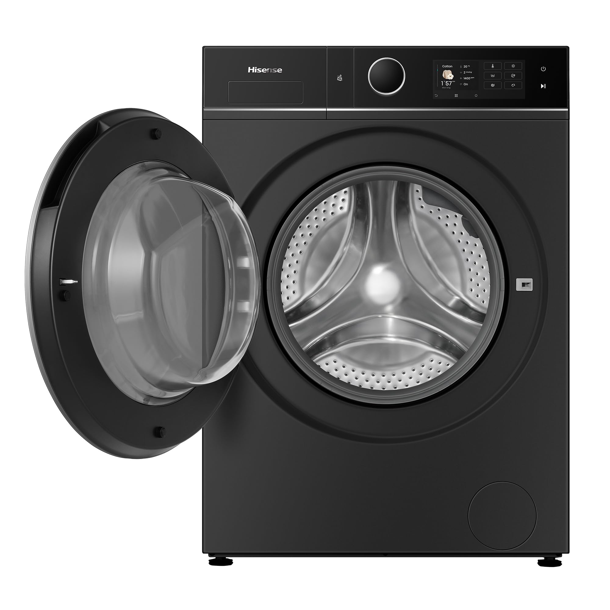 Hisense WD5I1245BBRH - Lavasecadora 12 kg/8 kg, Clase A, Fondo 60cm, 1400 rpm, Máxima Eficiencia AAAA, Bomba de Calor, Lavado y Secado Super, Filtro Optimizado, Lavado y Secado 49', iFit™, Negro