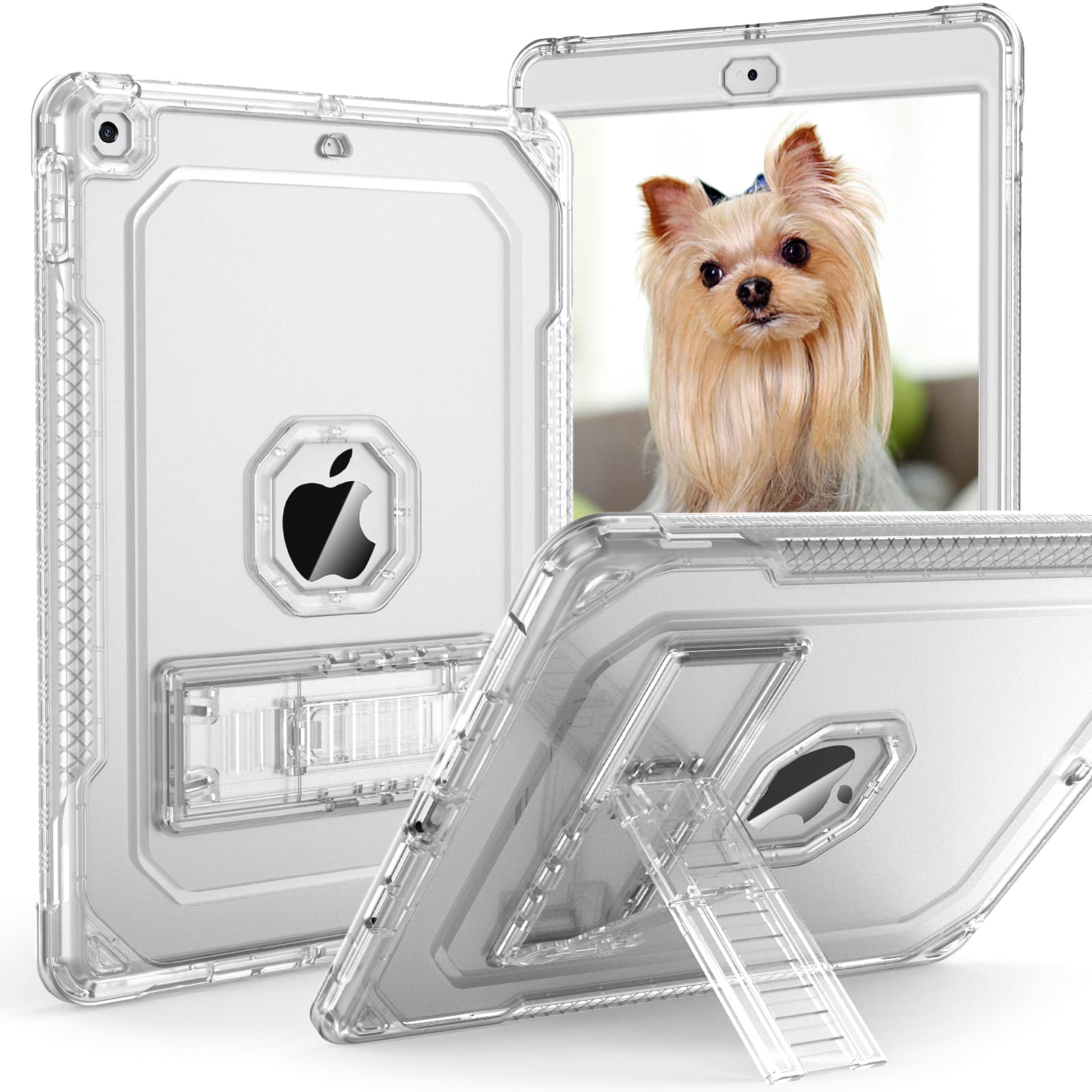 ZoneFoker iPad 9th Generation Case, Shockproof and Slim, Compatible with iPad 8th/7th Gen 10.2 inch 2021/2020/2019, Clear Dual-Layer Tablet Cover with