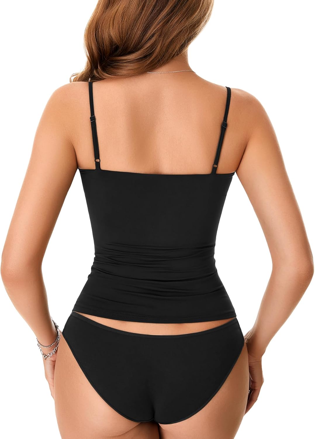 Rooscier Women's Spaghetti Strap Camisole Scoop Neck Sleeveless Basic Crop Top Cami Shirt - Image 5