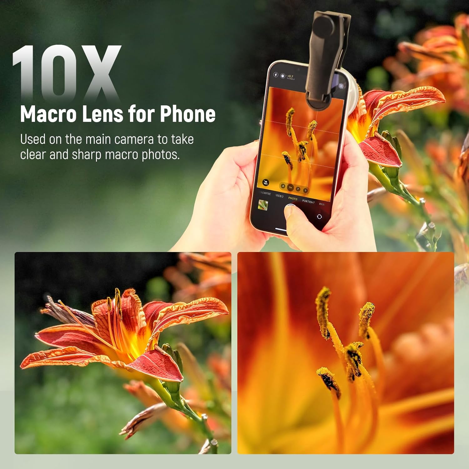 NEEWER 10X Macro Lens with 17mm Thread Clip and Detachable Diffuser Hood, Also for 17mm Threaded Phone Cage/Case/Clamp/Backplate, LS-28 PRO