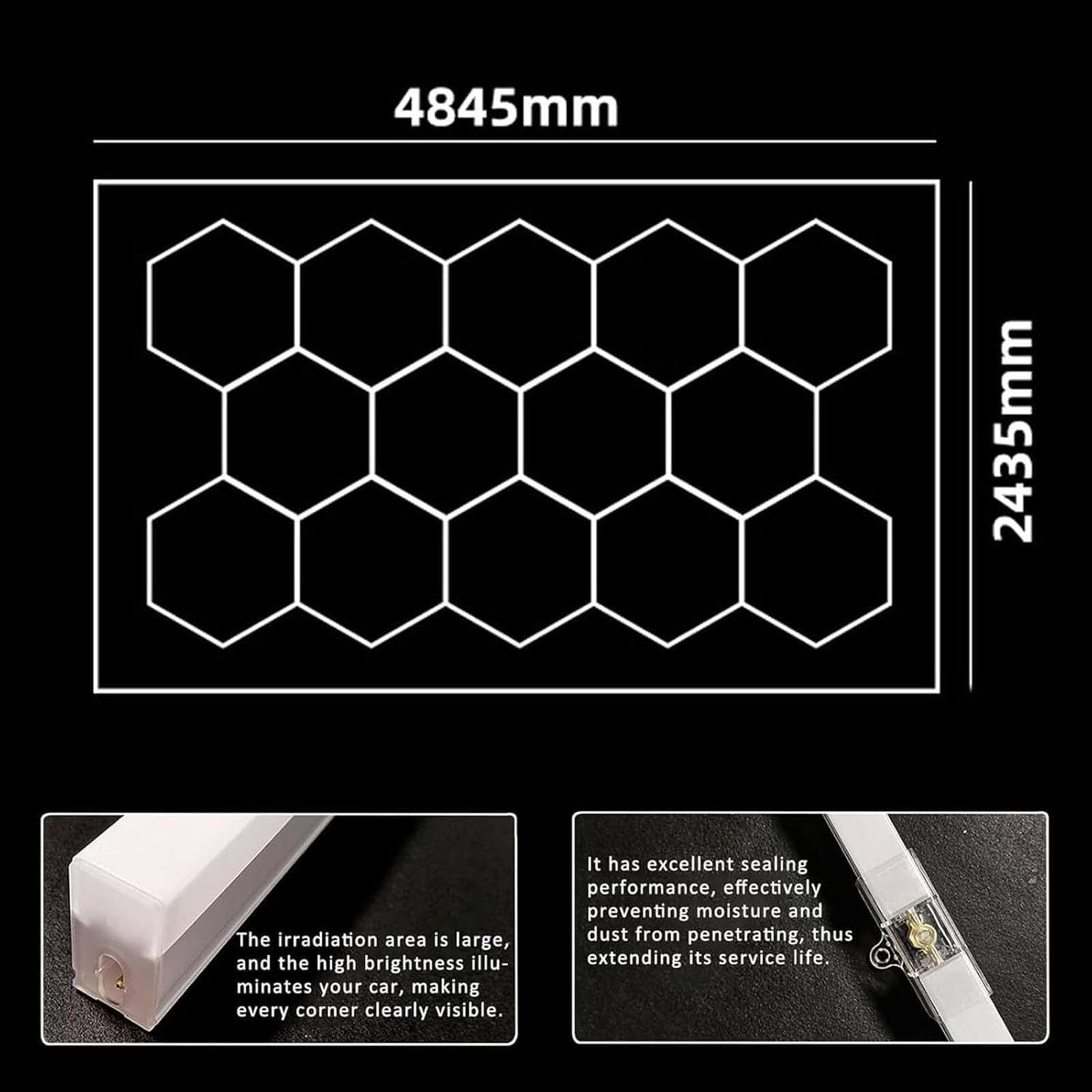 Lámpara LED hexagonal 14 para garaje, 6500 K, lámpara techo LED hexagonal flexible de bricolaje para garajes, talleres, almacenes y gimnasios (size)
