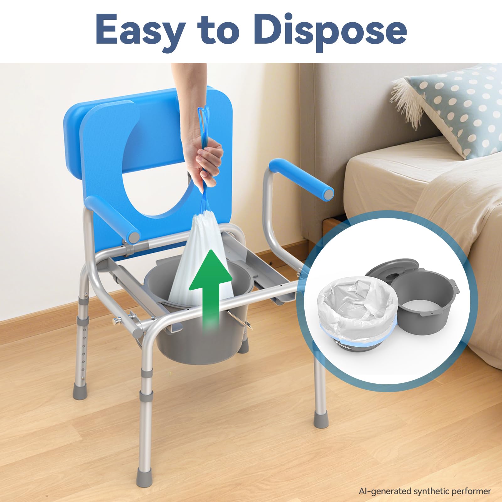 Loyoda 3-in-1 Drop Arm Commode Chair - Blue -6 Loyoda 3-in-1 Drop Arm Commode Chair - Blue -6