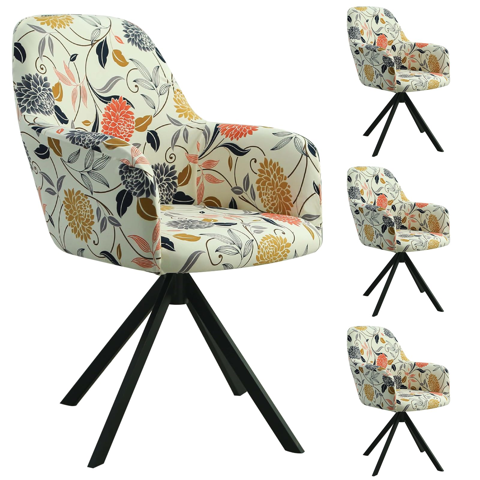 Lot de 2/4 Housses de Chaise Extensibles Pour Bureau, Ordinateur, Pivotante - Universelles Avec Accoudoirs, Amovibles et Lavables - Pour Maison, Salon, Salle