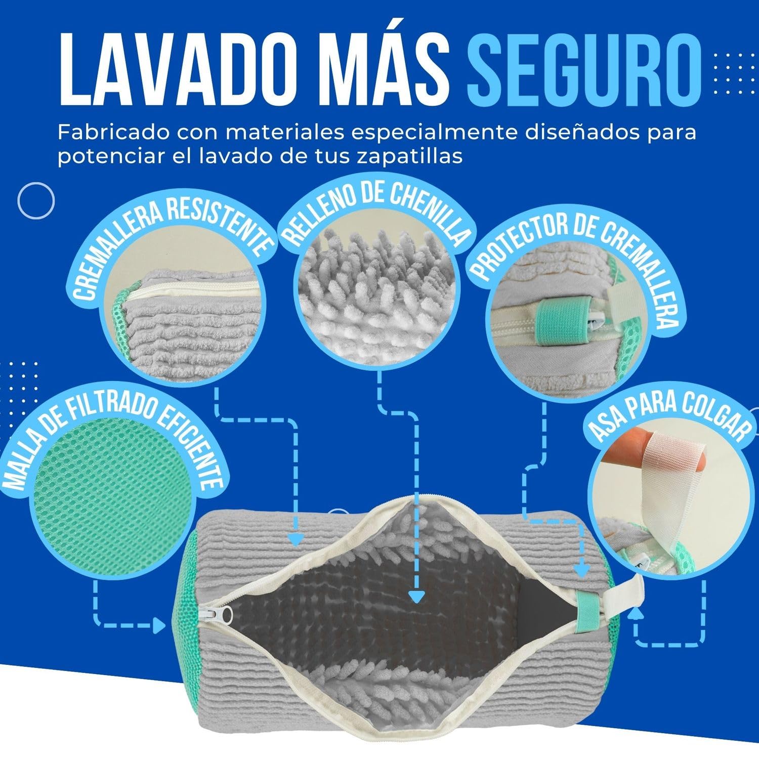 2Piezas Bolsa para Lavar Zapatillas En Lavadora + 2 Ganchos para Colgar Zapatilas | Bolsa Lavadora Zapatillas | Resistente para Proteger Calzado | Ideal para Lavado Seguro. (Grises)