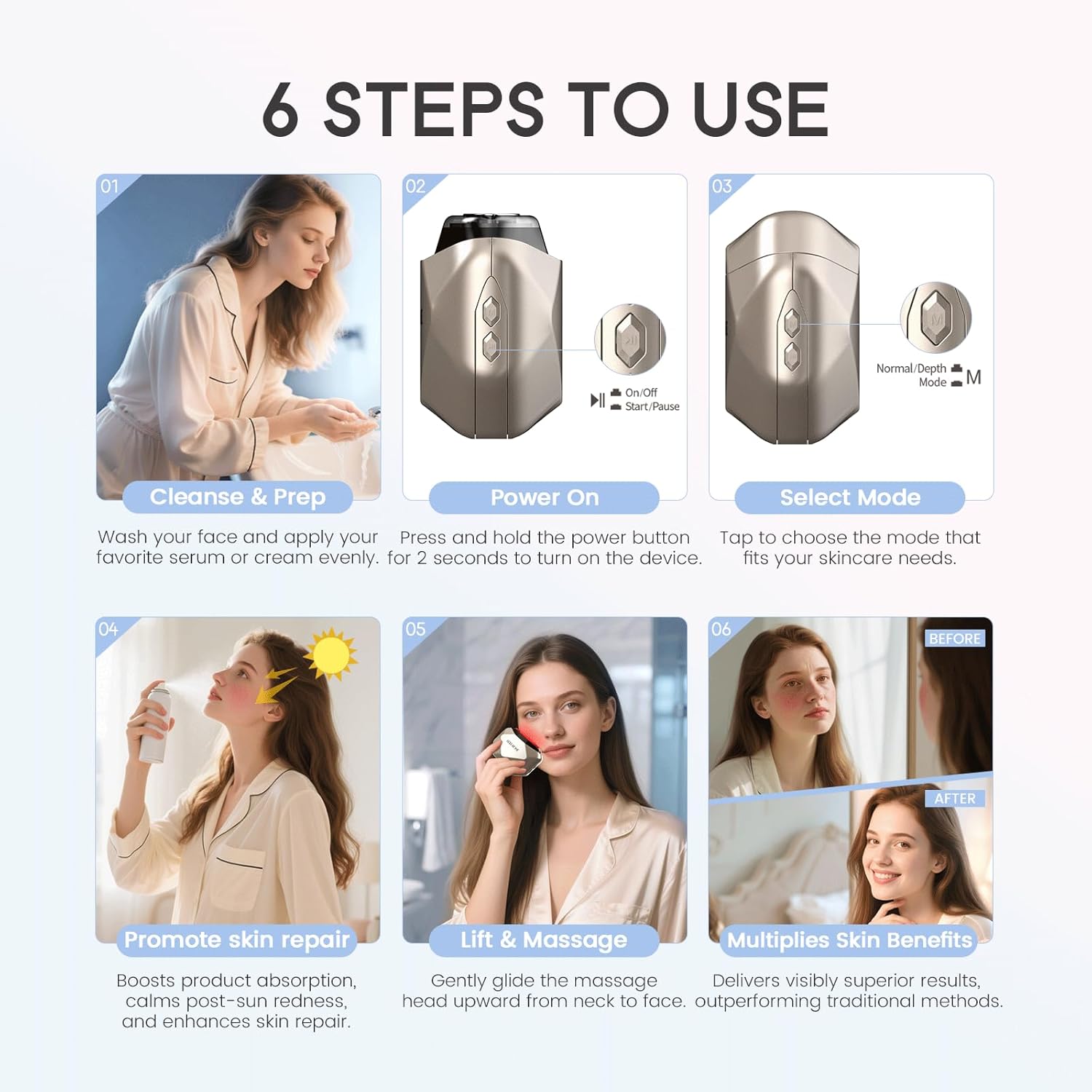 LULUROSE 4-in-1 Facial Massager,Heat Facial Beauty Device for Face Neck Eye Lifting Firming Depuffing,Facial Sculptor Skin Care,at Home or Traveling - Image 5