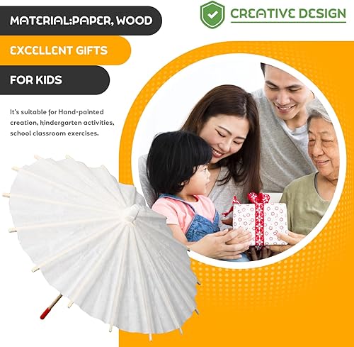 Miniatura 9 de Sombrilla mini paraguas de muñeca, sombrilla de papel blanco en blanco, paraguas para manualidades, paraguas para bebidas, cócteles, decoración de