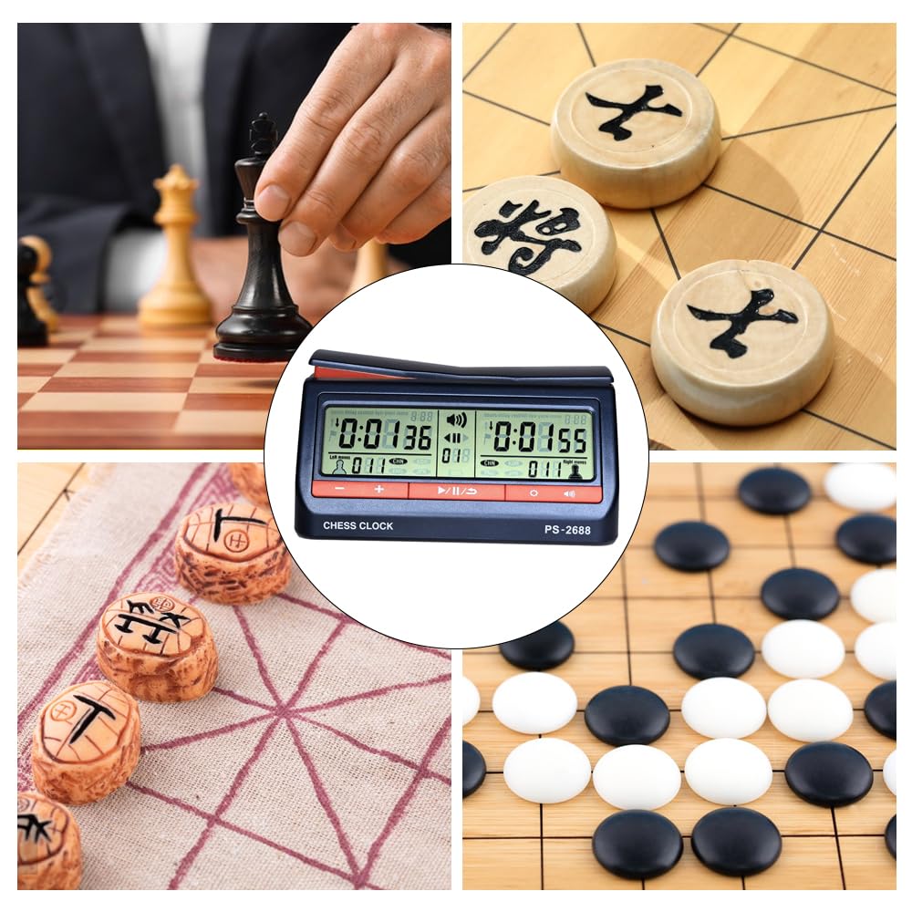 HUIOP Reloj de ajedrez Digital Pantalla LCD ABS Temporizador de Damas internacionales para Juegos de Mesa y ajedrez
