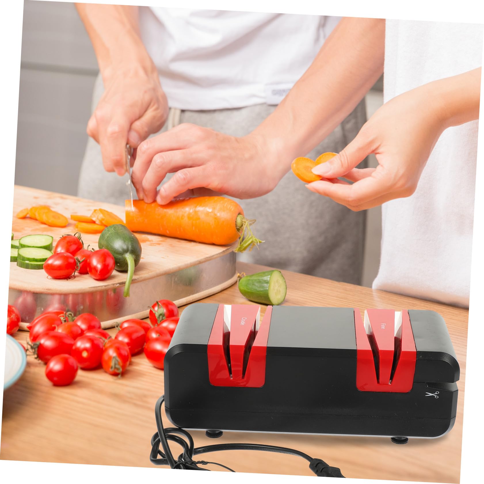 Afilador Eléctrico De Cuchillas y Tijeras 60w Motor De Cobre Afilador Rápido y Multiusos Para Cocina Doméstica Negro y Rojo Voltaje Europeo Ac220
