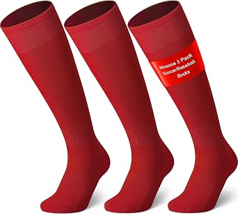 3 Pairs Soccer Baseball Sock, Youth Men and Women Knee High Softball Football Socks for Sports